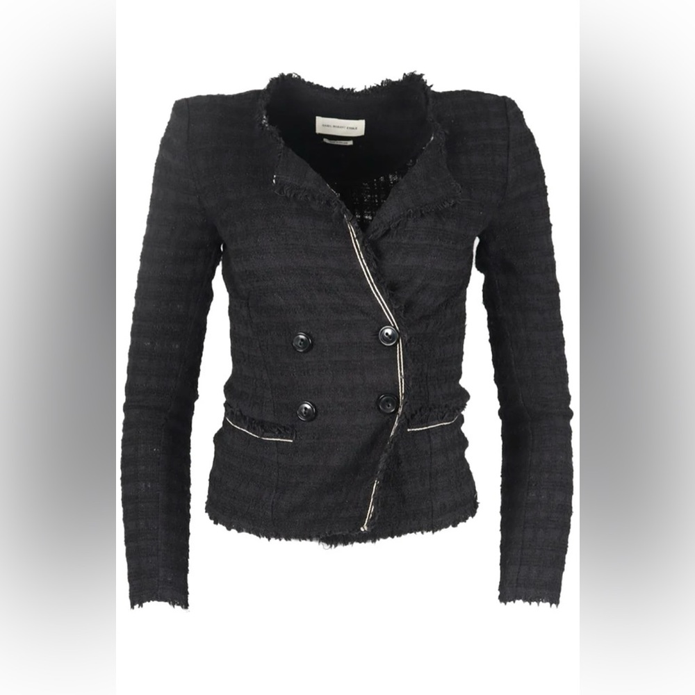 Isabel Marant Cotton Étoile "Flenn" Tweed Double-Breasted Jacket – Black Size 40